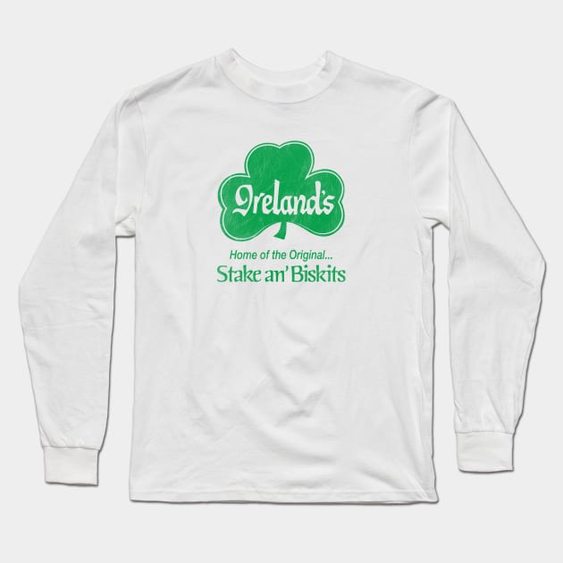 Ireland's Restaurant Green Worn Long Sleeve T-Shirt by Wright Art